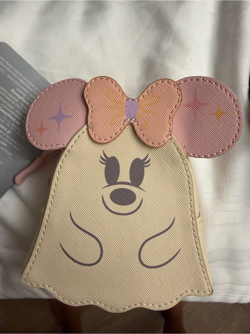 Disney Cream Ghost little keychain pouch with Pink Bow and Ears